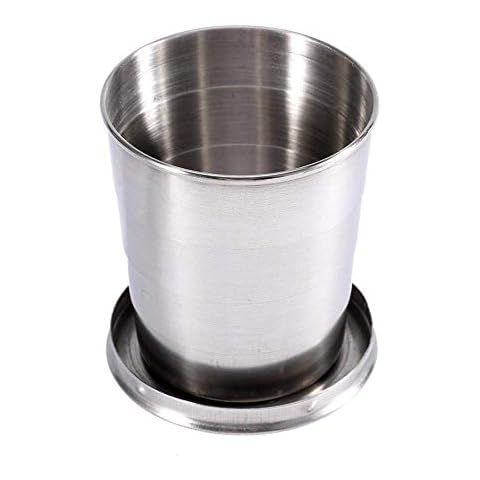 Baverta Stainless Steel Collapsible Cup -Collapsible Cup Stainless Steel Travel Folding Cup Camp Keychain Retractable Telescopic Collapsible S/M/L(L) Cover
