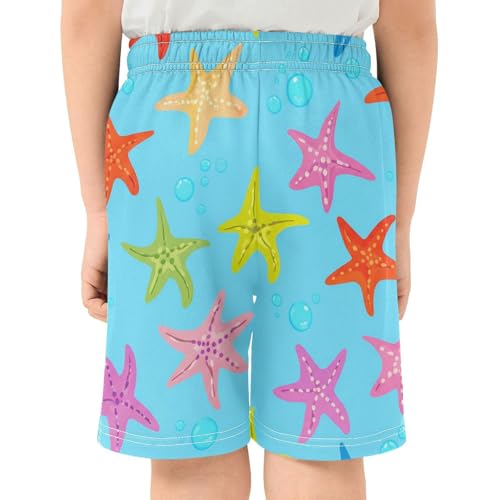 J JOYSAY Cartoon Starfish Bubble Blue Boys Athletic Shorts Kids Youth Casual Shotrs with Elastic Waistband Pockets3
