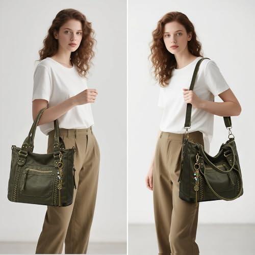Image of Worldlyda Crossbody Bags for Women Large Tote Soft Leather Purses Washed Y2K Hobo Vintage Handbag Shoulder City Bag