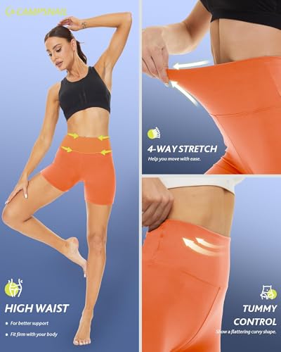 CAMPSNAIL Workout Biker Shorts Women - 3"/5"/8" High Waisted Tummy Control Spandex Booty Volleyball Shorts for Yoga Dance