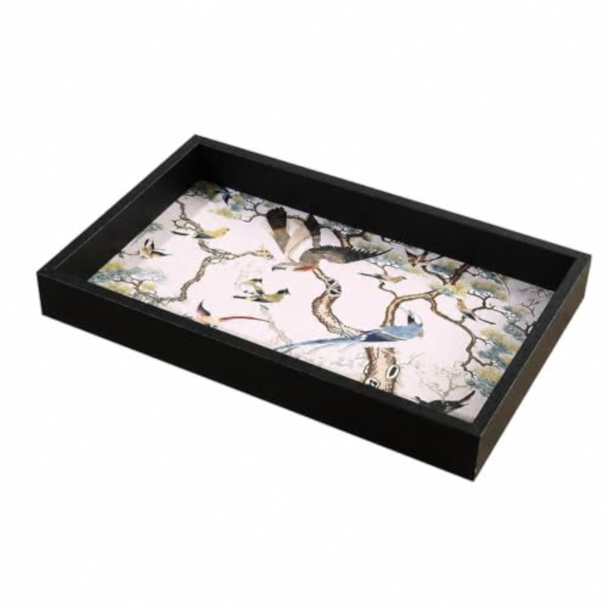 Rectangular Decorative Storage Tray, Raised-Edge Display