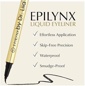 EPILYNX Liquid Eyeliner - Hypoallergenic Eyeliner with Fine Brush Tip, Long-Lasting Waterproof Eye Liner - Cruelty-Free, Vegan, Hypoallergenic, Gluten-Free, Smooth Liquid Eye Liner, Shimmer Black 2mL