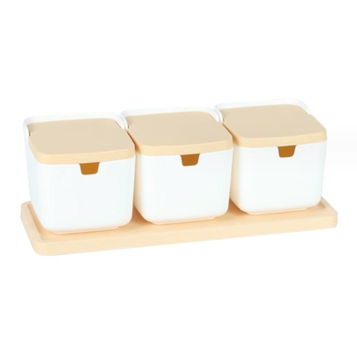 Salero Y Azucarero Cocina Juego De Tarros Condimentos Plástico Con Tapa Cuchara Y Bandeja, Botella Especias, Recipiente Azúcar, Azucarero Cocina, Sal Caja De Almacenamiento(C)
