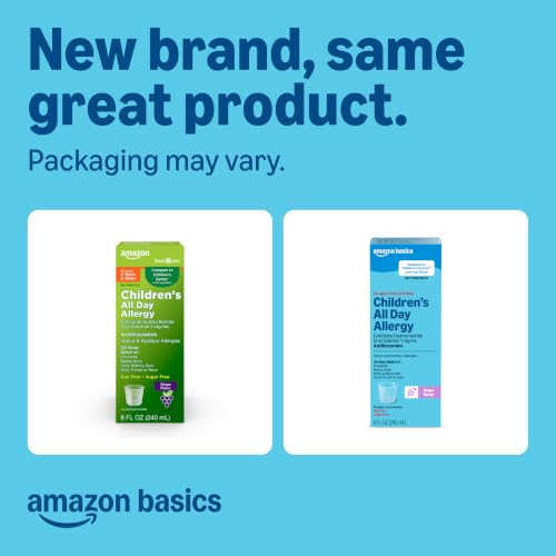 Amazon Basics Children’s 24 Hour Allergy Relief, Cetirizine Hydrochloride Oral Solution 1 mg/mL, Grape Flavor, Dye Free, 8 fl oz (Pack of 1) (Previously Care) - image 2