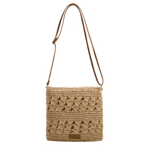 Straw Crossbody Bags for Women Small Summer Beach Bag Boho Handmade Weave Shoulder Handbag Purse for Vacation Travel