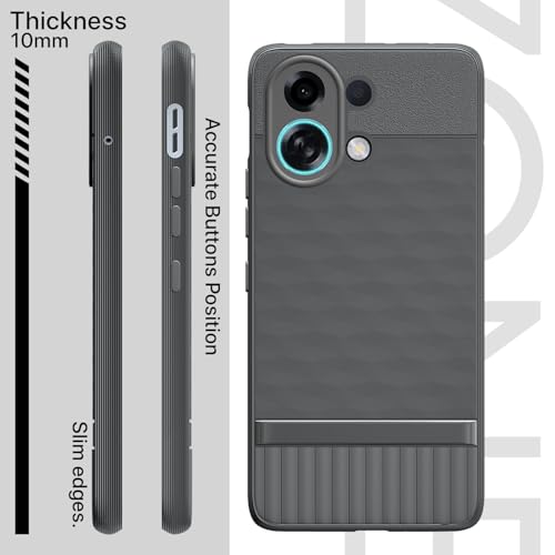 Image of Pikkme Back Cover for Oppo K13 Turbo 5G Camera Protection 3D Hexa Cube Design Silicone Protective Bumper Case (Grey)