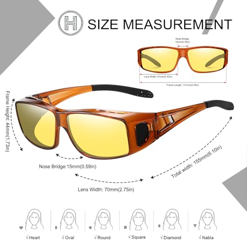 Image of HAOLOTA Night Vision Driving Over Glasses, Polarized Nighttime Glasses Men Women Anti Glare Yellow Tinted Lens