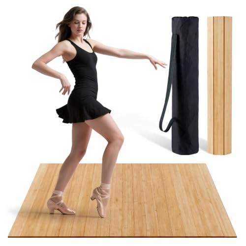 Tristcily Tap Dance Floor - 8MM 47.8 x 38.5 Inch Portable Dance Floor for Any Surface with Storage Bag Solid Dance Board Mat Cushioned Base Mat Perfect for Home Studio & Events