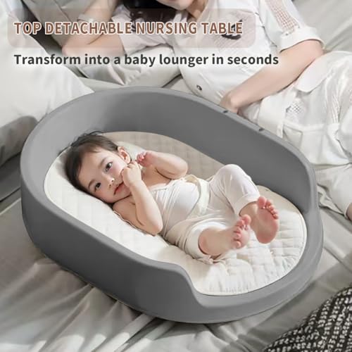 Image of Diaper Changing Station, Portable Changing Table for Baby, Diaper Changing Table with Storage Drawers, Waterproof Baby Changing Station with Wheels and Adjustable Height for Newborn Infant (Grey)