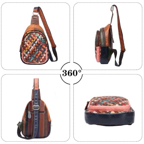 Sling Bag for women Small Leather - Trendy Crossbody Bags, Chest Bag Colorful Woven3