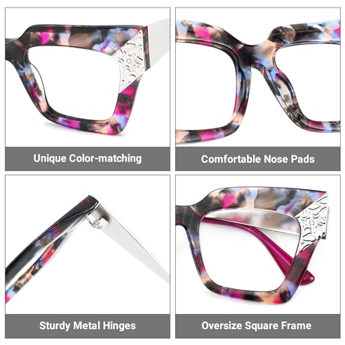 Image of Zeelool Retro Oversized Square for Women Eyeglasses Frame with Non-prescription Clear Lens ZJGA652634