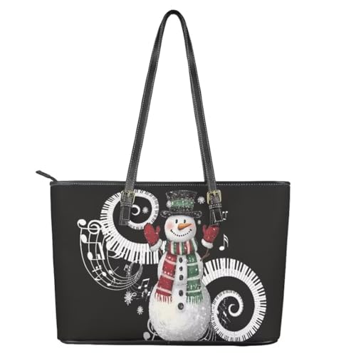 Image of Coldinair Christmas Leather Tote Bag for Women with Zipper Large Shoulder Tote Bag Shopping Casual Travel Bag Handbag Purse