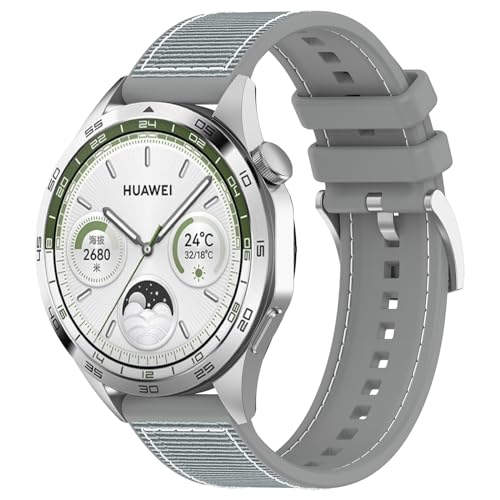 BabyValley Strap Compatible with Huawei Watch GT4 46mm Band, Adjustable Soft Silicone Wrist Strap Replacement Sports Wristband for Huawei Watch GT4 46mm Smart Watch Accessories (Grey)