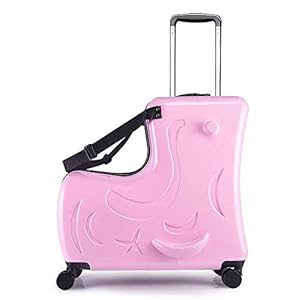 AO WEI LA OW Kids ride-on Suitcase carry-on Tollder Luggage with Wheels Suitcase to Kids aged 1-6 years old (Pink, 20 Inch)