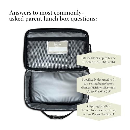 Urban Infant Yummie Kids Lunch Box Insulated Bag - Toddler Boys and Girls – Perfect for Daycare Preschool Travel Snacks – Allergy Alert Cards - Fits Bento Boxes - Poppies