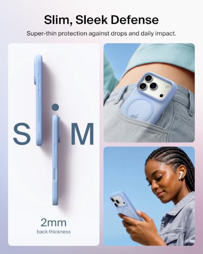 Image of Belkin Grip Case for iPhone 18 Pro /17 Pro, MagSafe & Qi2 Compatible, Up to 2m Military-Standard Drop Protection, Anti-Slip Grip, Nano-Titan Technology, Camera Control, Marina Blue
