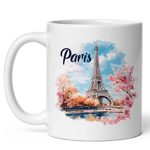 Paris France Ceramic Coffee Mug 11oz City of Light – Tea Coffee Mug with Comfortable Grip – Unique Travel Gift Cup for Office or Home – Vibrant Long-Lasting Print ID44991