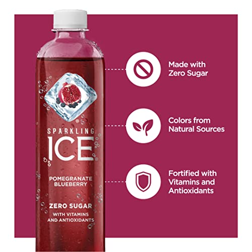 Image of Sparkling Ice, Pomegranate Blueberry Sparkling Water, with Antioxidants and Vitamins, Zero Sugar, 17 fl oz Bottles (Pack of 12)