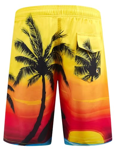 Icker STK-1 Mens Swim Trunks Quick Dry Bathing Suits Summer Holiday Beach Board Shorts Beach Sunrise M thumb #2