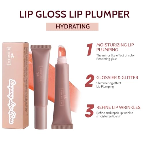 Trendyfave Hydrating Lip Gloss Lip Plumper Glossier Lip Oils Glitter Lip Glow Oil, Moisturizing Lip Plumping Long Lasting Tinted Lip Balm Pink Lipgloss No-Sticky Lightweight - Image 3