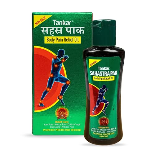 Tankar Sahastrapak Body Pain Relief Oil For Joint Pain, Muscle Pain, Back Pain, Body Ache, Cold & Cough. Chemical Free Hair Oil, 60ML (Pack of 3)