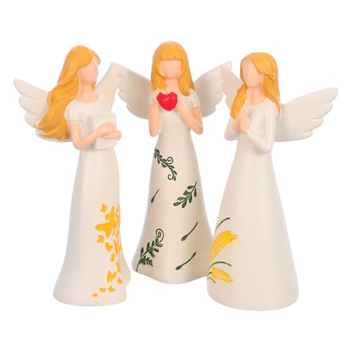 Alipis 3 Piezas Figuras de Ángel Beige para Mesa Decoración Navideña Resina Escultura de Ángel Orante para Escenas de Nacimiento y Adornos Festivos