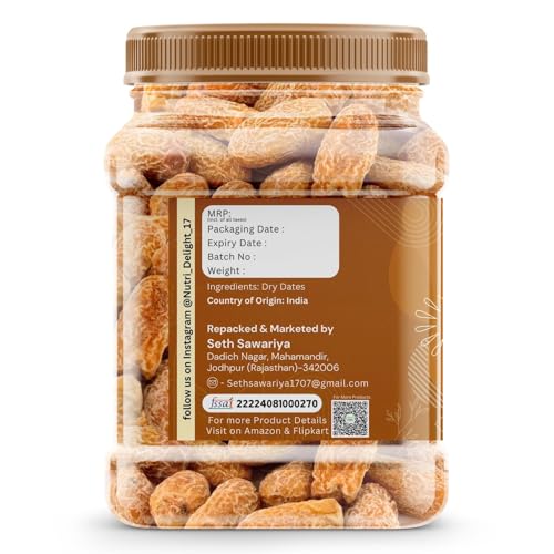Image of Nutri Delight Premium Dryy Dates, Kharak Grade A, No Added Sugar, Premium Yellow Dryy Dates | Peela Sukha Khajoor | Pili Kharak | Khajur | Chuara | Dry Chuhara (500gm)