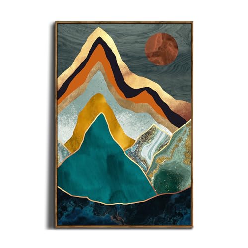 YUMKNOW Modern Moon Wall Art – Large Bohemian Bathroom Decor for Office Wall Decor for Kitchen, Unframed 24x36 inch, Large Nature Poster, Mountain Posters for Guys, Sun Tree Art