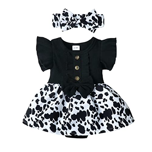 Image of MBZJSDKHLK Newborn Baby Girl Clothes Romper Ruffle Short Sleeve Ribbed Tops Summer Infant Outfits Set