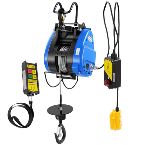 1500W Polipasto Electrico con Control Inalámbrico, Cable de Acero de 30m de Largo, 250kg, 29m Altura de Elevación, Herramienta Elevadora Eléctrica