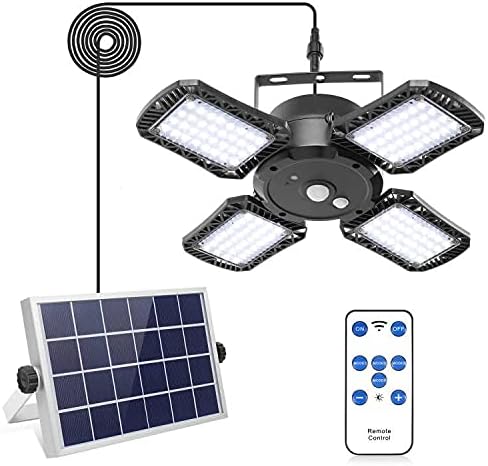 Supkoolis Solar Pendant Light with Remote ControlSolar Powered Shed Light with 128LED 1000LM Solar Security Motion Sensor Lights for Outdoor Indoor Home Yard Barn Gazebo Patio Porch IP65 Waterproof