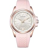 Citizen Women's Eco-Drive Weekender Sport Casual, Rose Gold-Tone Stainless Steel Watch, Pink Silicone Strap, White Dial (Model: FE6138-05B)