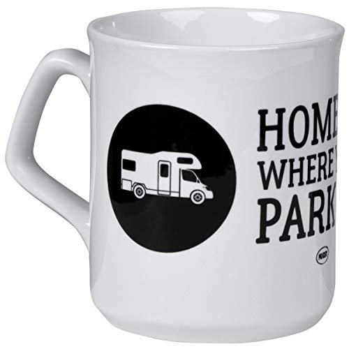Home is Where You Park IT - Taza de café diseño de Alkoven Wohnmobil, para Camping y Oficina, Apta para lavavajillas, de cerámica de MUGSY.de Cover