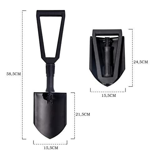 GREELUE Klapspade, tuinschep, schep van zeer sterk koolstofstaal, gebruik voor outdoor-activiteiten, camping, sneeuwschoppen, tuinieren, graven (zwart) - Afbeelding 3