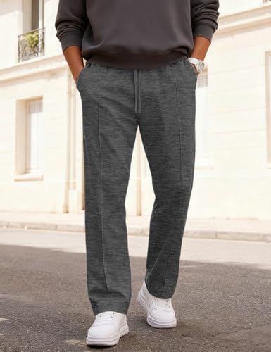 Mens Casual Pants for Men Elastic Waist Lightweight Loose Fit Pleated Slim Fit Casual Pants Tapered Cropped Trousers3