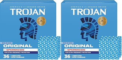 Image of TROJAN ENZ Spermicidal Lubricated Condoms, Value Pack, 36 Count (Pack of 2)