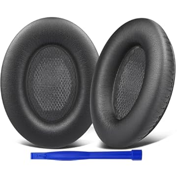 SoloWIT Almofadas de substituição para Bose fones de ouvido, para Bose QuietComfort 15 QC15 QC25 QC2 QC35/Ae2 Ae2i Ae2w/SoundTrue & SoundLink Around-Ear & Around-Ear II-Couro de Proteína Todo Preto