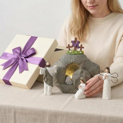 Cadeau religieux de Pâques tombeau vide en résine pour bureau et maison