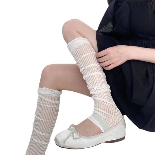 Leg Warmers Toeless Grip Over The Knee Socks,Thin Mesh Lace Foot Socks Leg Sleeves for