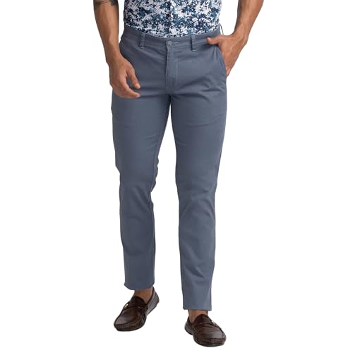 Image of Parx Men's Cotton Blend Print Pattern Low Rise Tapered Fit Flat Front Casual Trouser