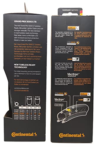 Image of Continental Grand Prix 5000 S TR - Tubeless Road Bike Tire | Fast, Light, Durable - BlackChili, Vectran Breaker, LazerGrip, Active Comfort Technology, 2 Pack