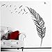 Aiyrchin Plumes Wall Sticker & Oiseaux Art Décor Maison Décoration Murale Art Salon Chambre Stickers muraux Papier Peint de Bureau Mur 23,2 « * 15 » Noir