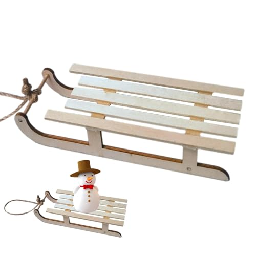 Genérico De Luge de Noël - Décoration de luge en bois | Luges miniatures portables pour vacances, modèle en bois rustique, décorations créatives, mini...