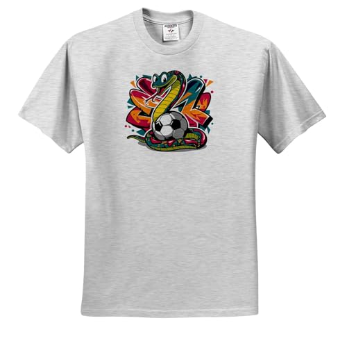 3dRose, Funny Cute Cool Snake Wrapped Around Soccer Ball Playing Soccer Sports, T-Shirt