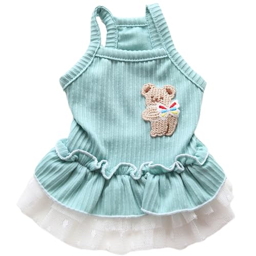 JPETTOペット服 かわいい 犬服 ワンピース 春夏 猫服 犬の洋服 スカート レース ドレス 蝶?び 日焼き防ぐ 通気性 お姫様 祝い 記念撮影 小型犬 中型犬 お散歩25-23SS16 B#グリーン S