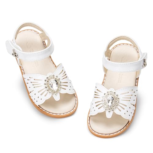 Image of THEE BRON Toddler Girls Sandals Wedding Flower Girl Dress Shoes Open Toe Flats