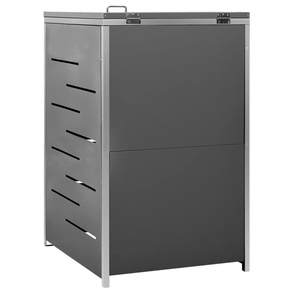 ACAGALA Scatola per bidoni della spazzatura, 1 pezzo, per 1 tonnellata, telaio in acciaio inox con lamiera d'acciaio zincata, rivestimento chiudibile per bidoni della spazzatura e coperchio con molle