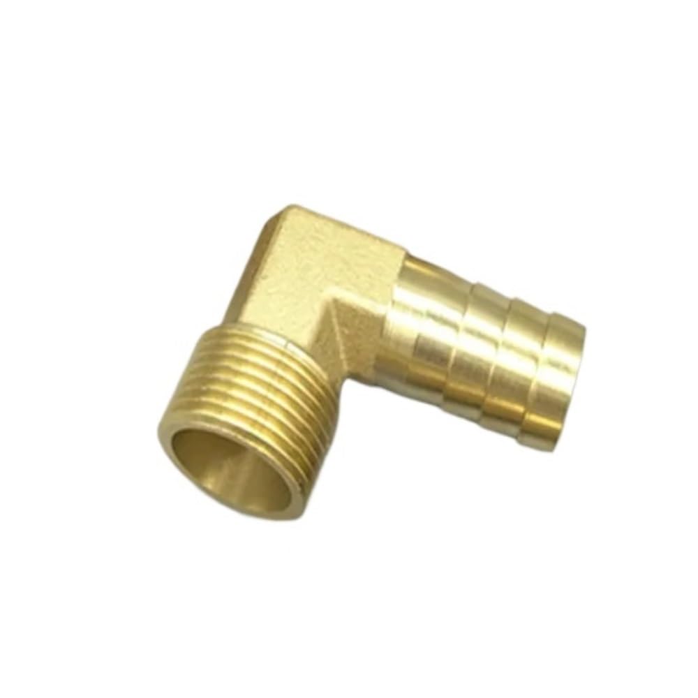 Hose Barb Adapter Brass Pagoda Elbow Right Angle Nozzle, Hose Barb Fitting, 3/8in 1/2in 1/4in Male Barbed Coupling Connector(8MM*1/2INCH)