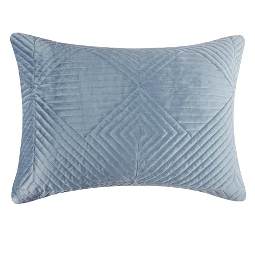 Greenland Home Riviera Velvet Finely Stitched Quilted Pillow Sham, Standard 20x26-inch, Spa Blue