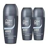 DOVE MEN + CARE Dove Men+Care Roll On Classic 48 horas de protección contra el sudor y el olor con fragancia fresca y limpia de larga duración, desodorante antitranspirante tamaño viaje, 50 ml,